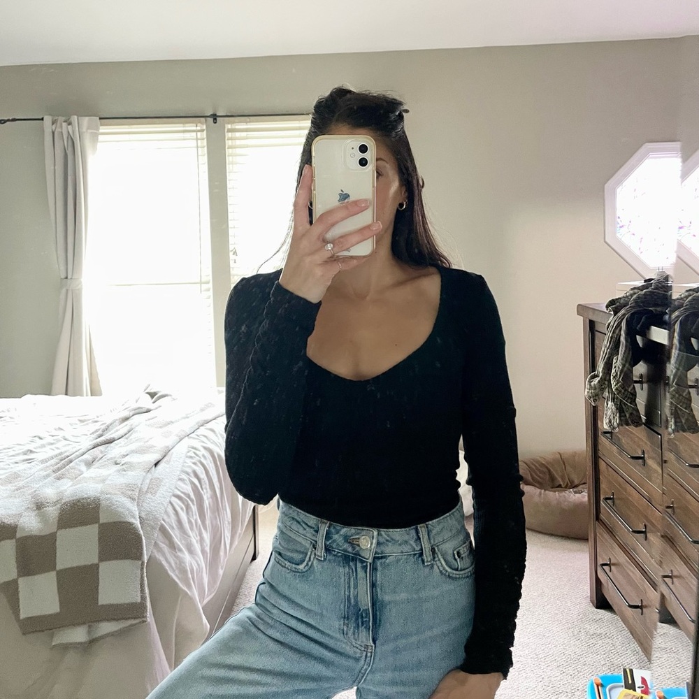 Free People knit ribbed body suit
